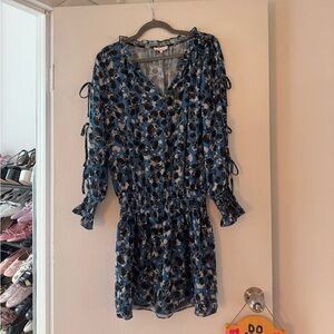 Parker Blue and Black Floral Mini Dress